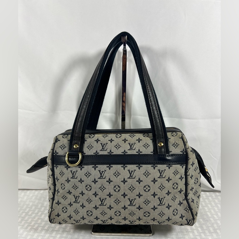 3026: Louis Vuitton Mini Lin Josephine PM Blue Canvas Satchel Bag
